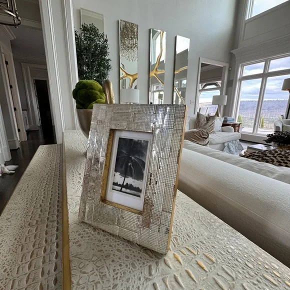 Elegant & Vintage Miami disco ball frame & antique photo of palm trees in Miami. - Picture 2 of 10